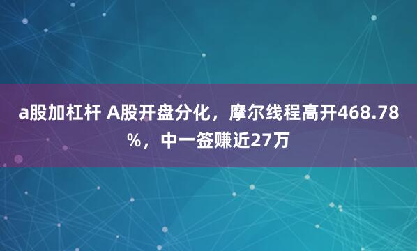 a股加杠杆 A股开盘分化，摩尔线程高开468.78%，中一签赚近27万