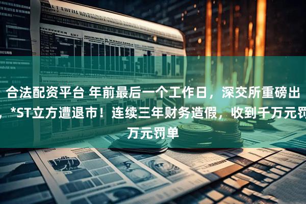合法配资平台 年前最后一个工作日，深交所重磅出手，*ST立方遭退市！连续三年财务造假，收到千万元罚单